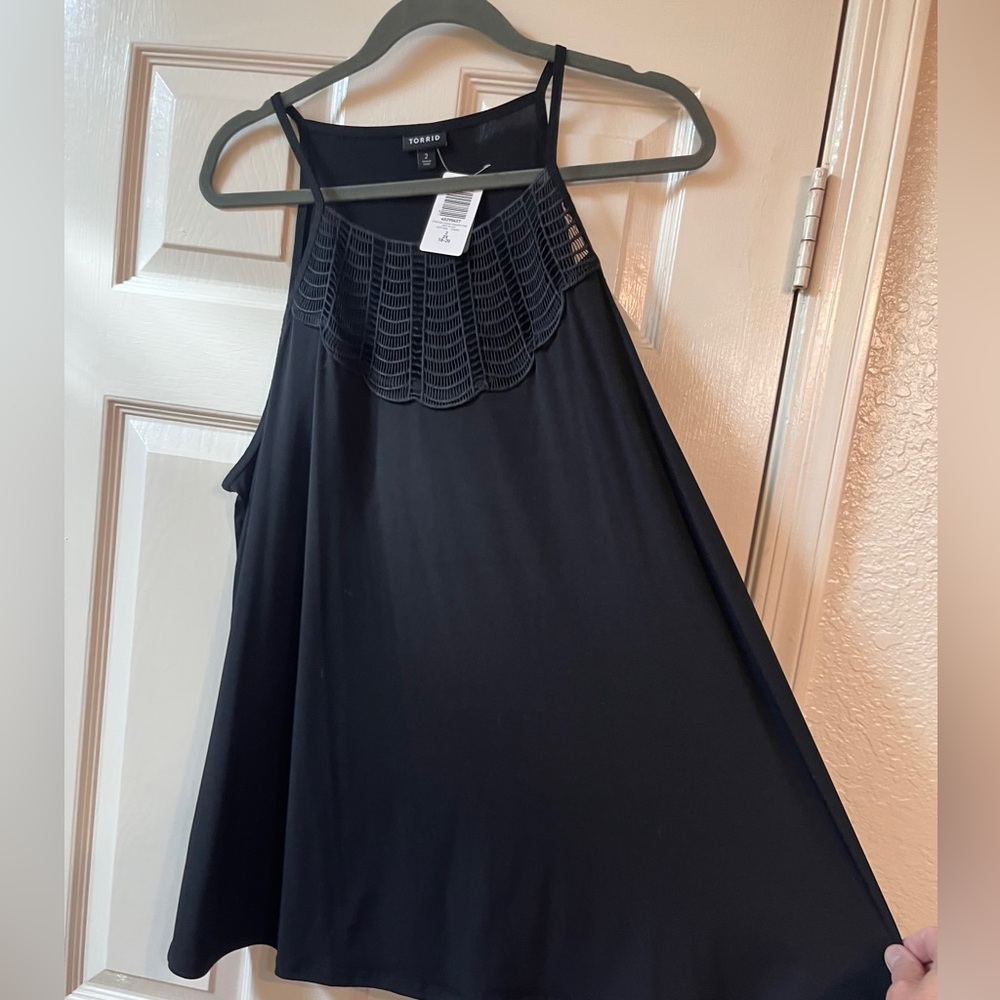 NWT Torrid Black Top with Crochet Detail